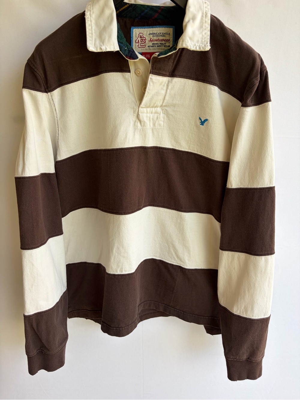 VTG American Eagle Striped Rugby Polo Shirt Men’s XL